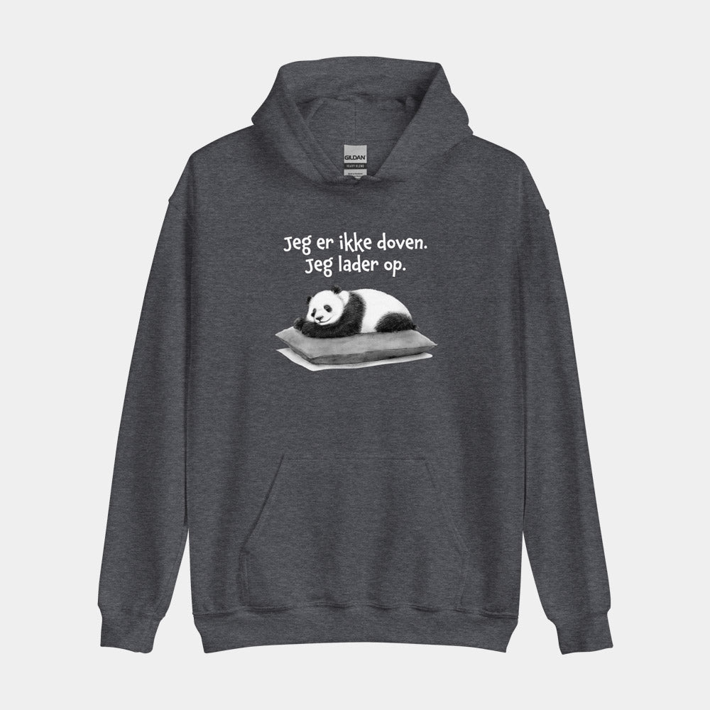Hoodie med citat - Jeg er ikke doven. Jeg lader op.
