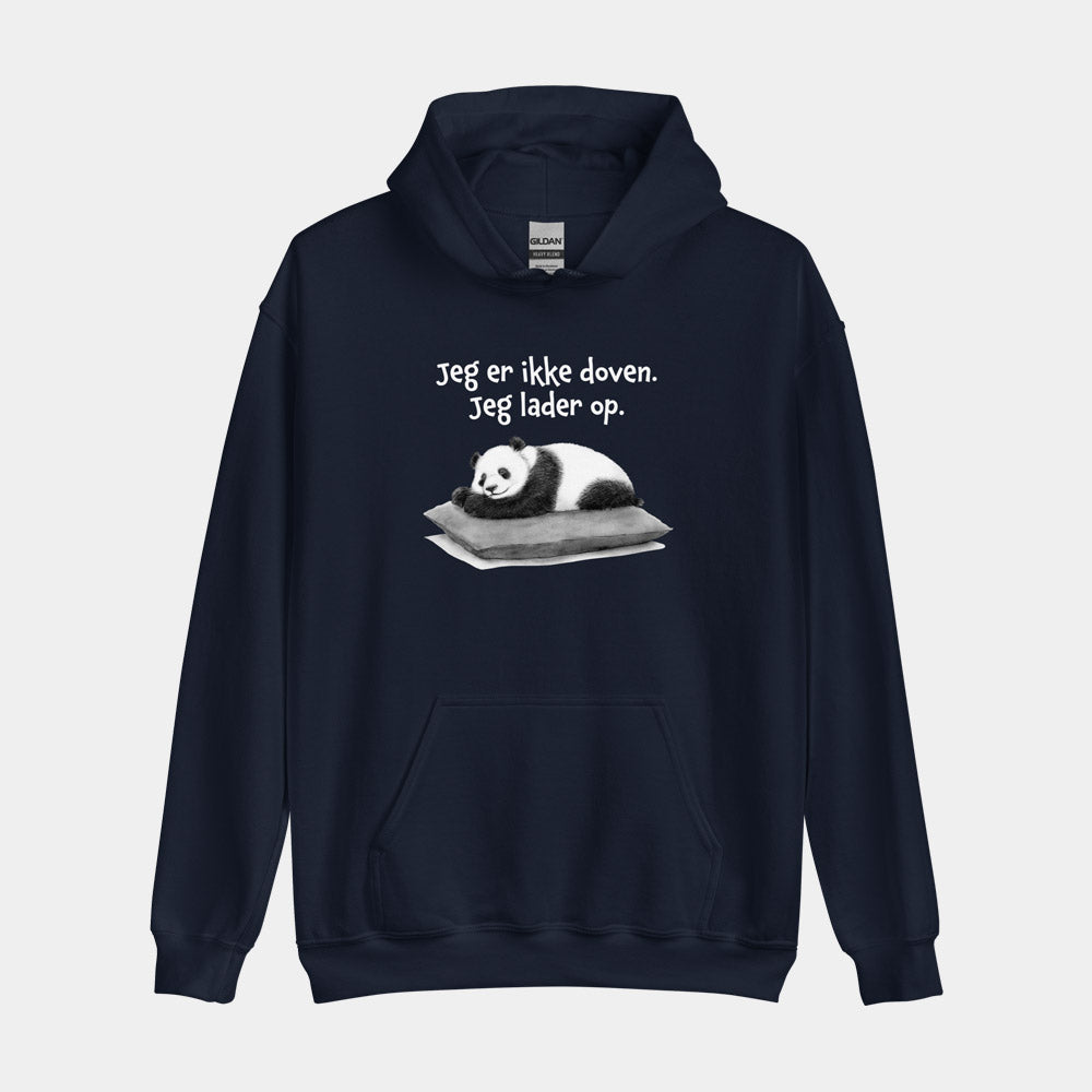 Hoodie med citat - Jeg er ikke doven. Jeg lader op.
