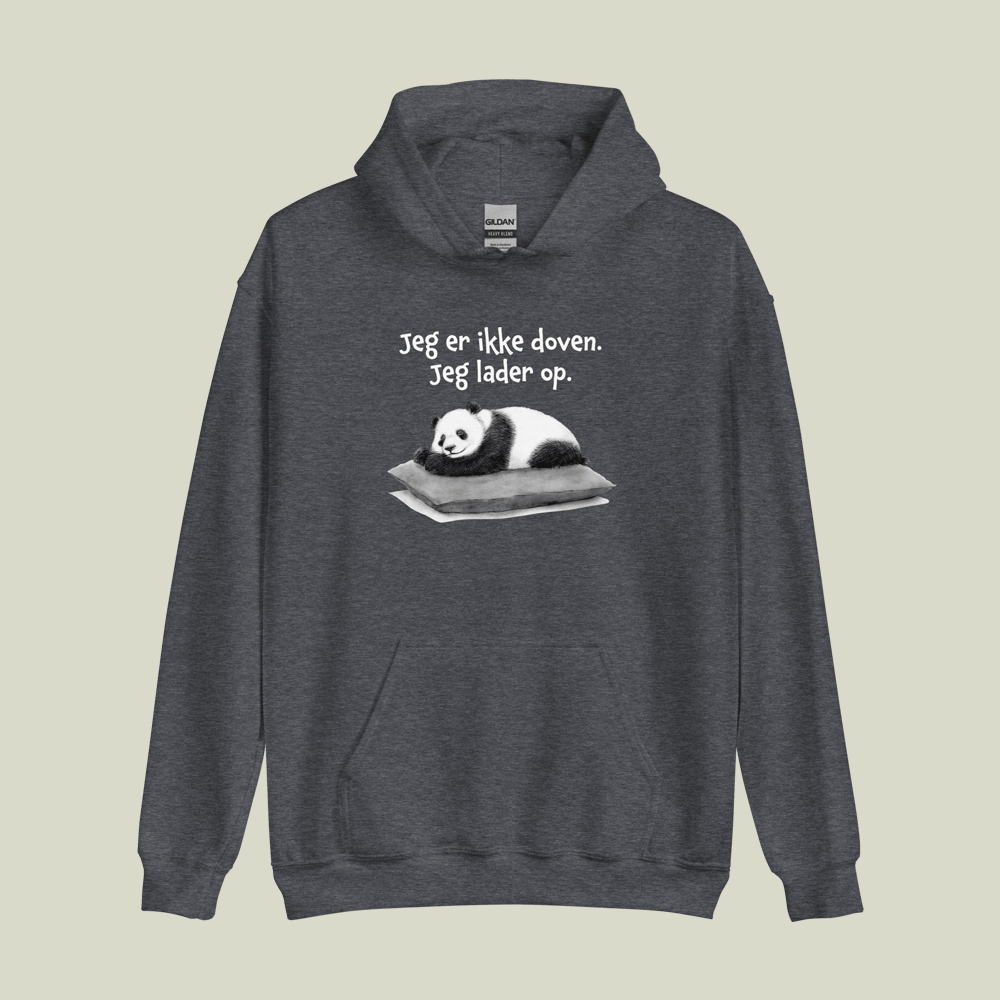 Hoodie med citat: Jeg er ikke doven. Jeg lader op.