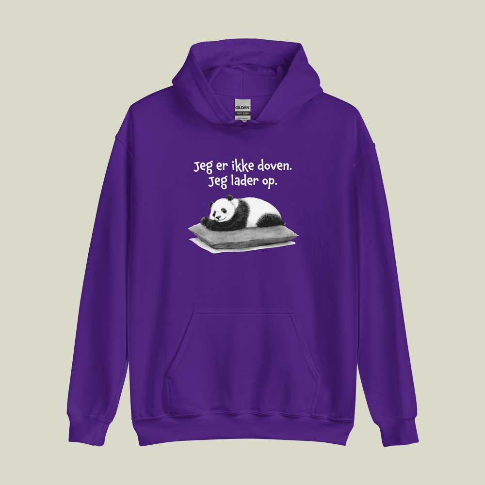 Hoodie med citat: Jeg er ikke doven. Jeg lader op.