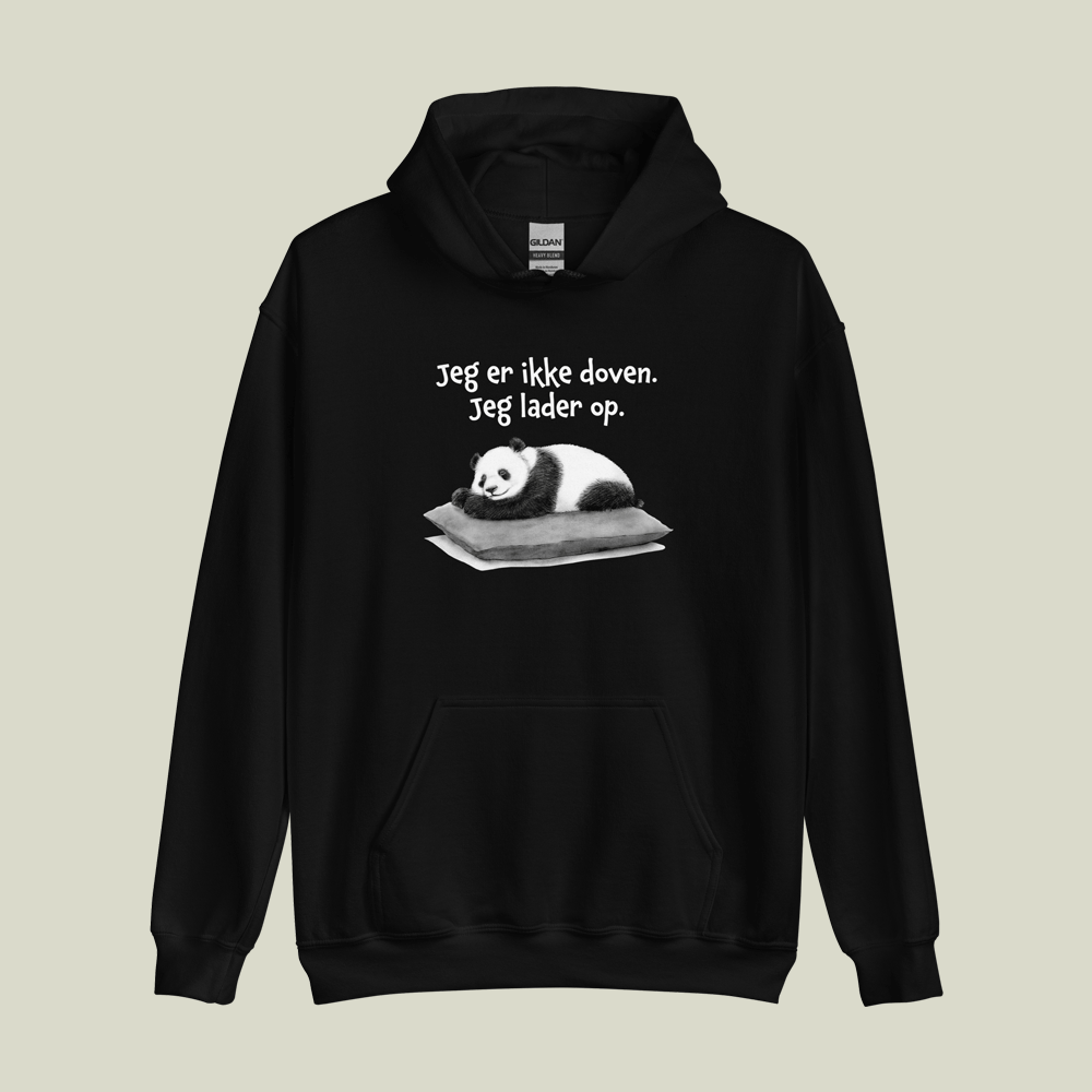 Hoodie med citat: Jeg er ikke doven. Jeg lader op.