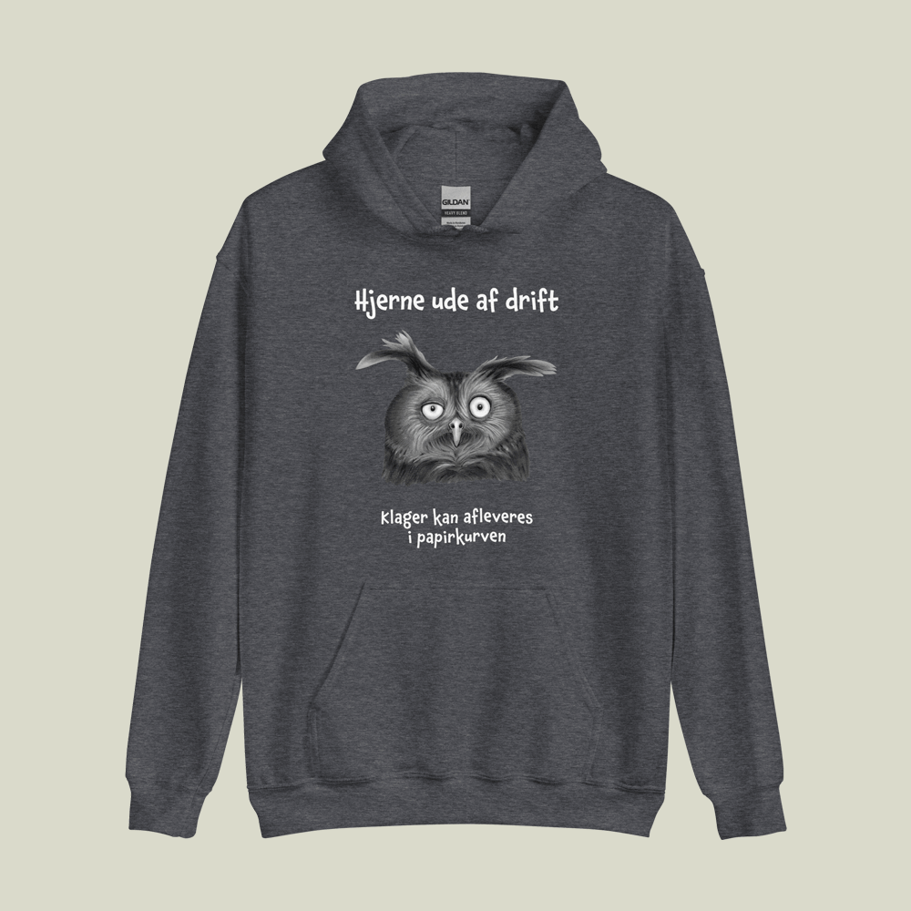 Hoodie med ugle og citat: Hjerne ude af drift.