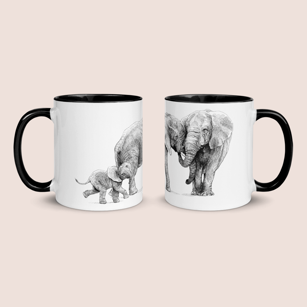 Krus med to elefanter og en unge