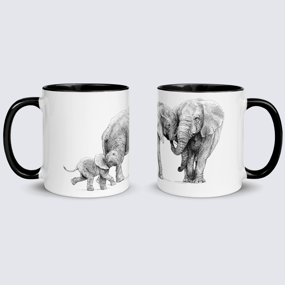 Krus med to elefanter og en unge