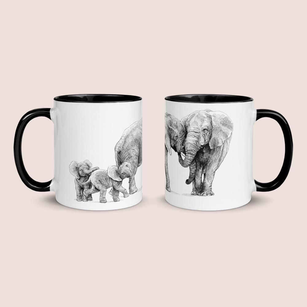 Krus med to elefanter og to unger