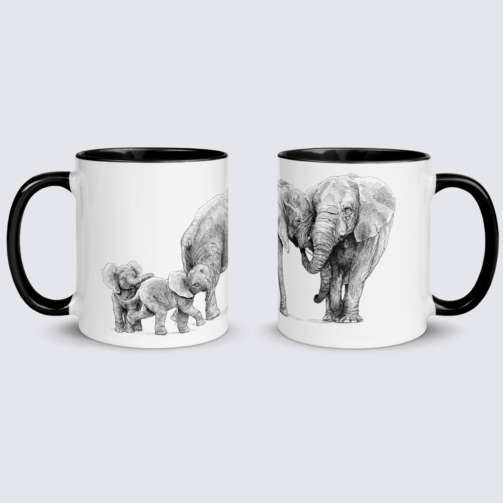 Krus med to elefanter og to unger