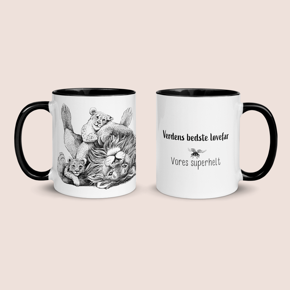 Krus med løvefar og 2 unger