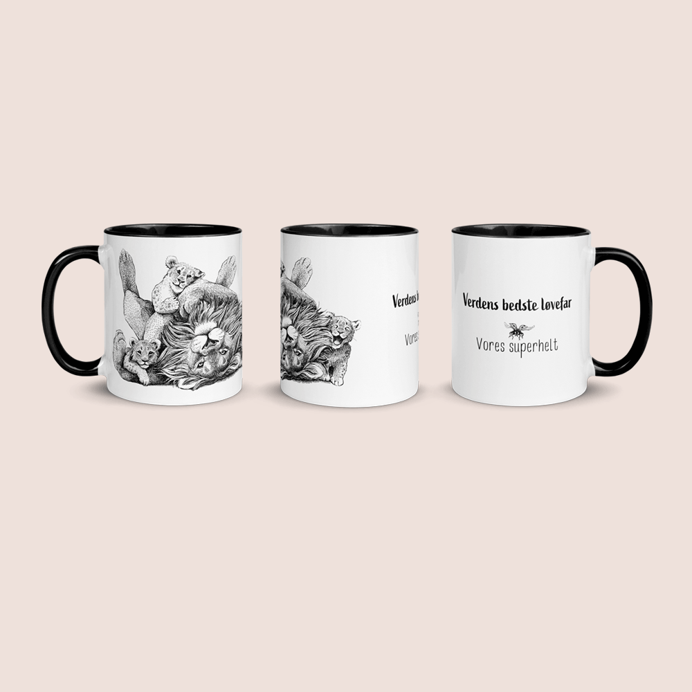 Krus med løvefar og 3 unger