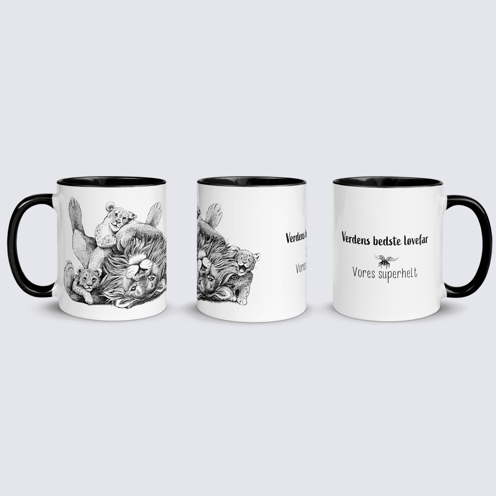 Krus med løvefar og 3 unger