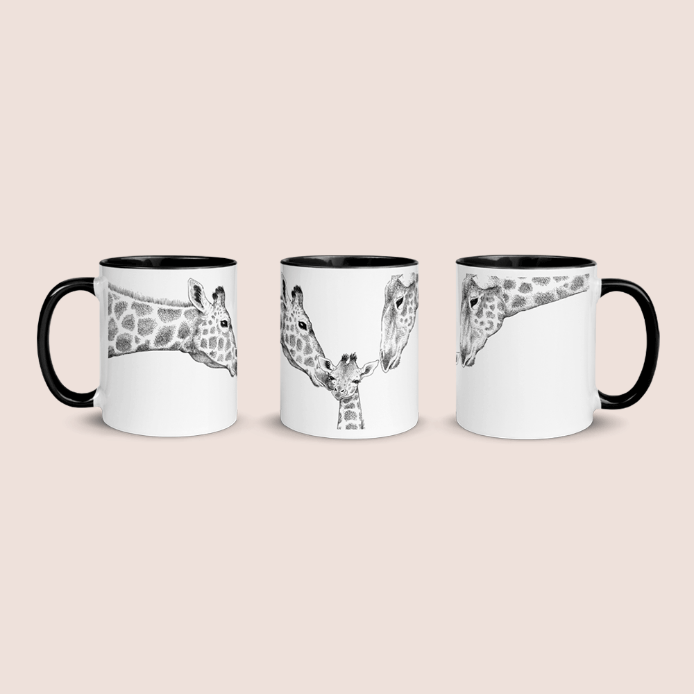 Krus med giraffamilie og 1 unge