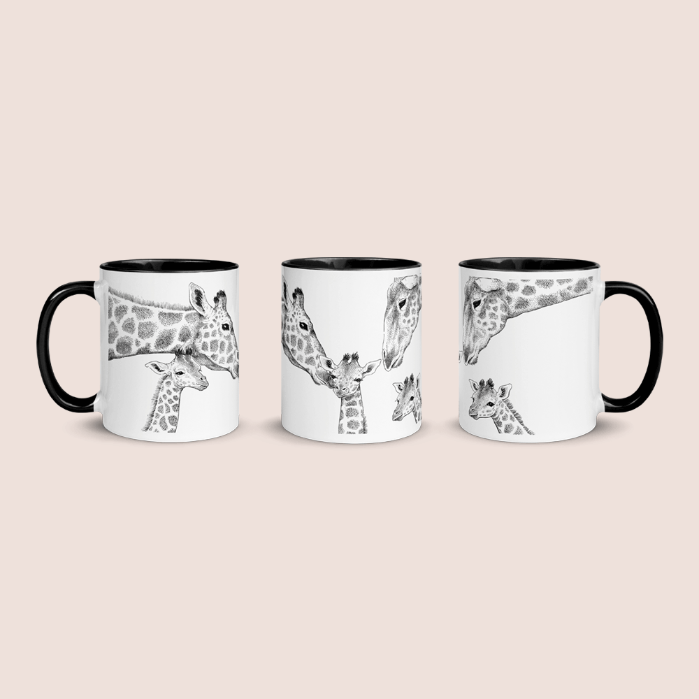 Krus med giraffamilie og 3 unger