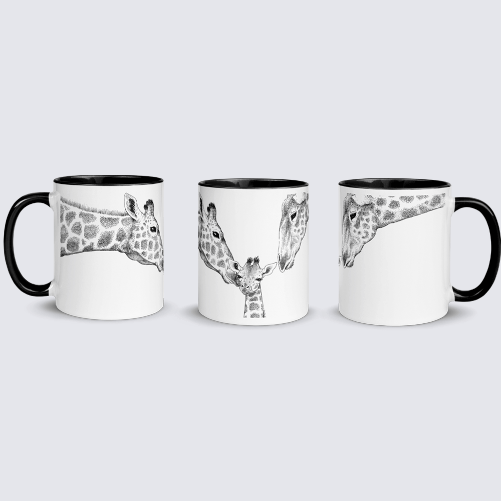 Krus med giraffamilie og 1 unge