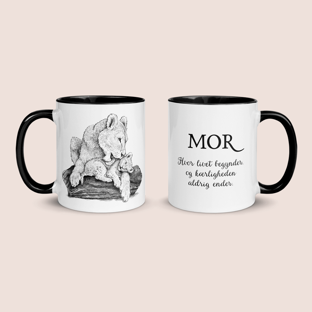 Krus med løvemor og en unge