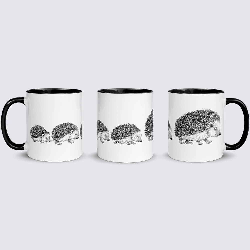 Krus med pindsvinfamilie