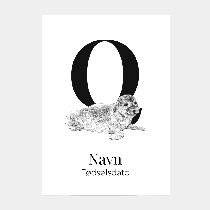 Navneplakat med bogstav Q og quasigiaq – lærerig børneplakat