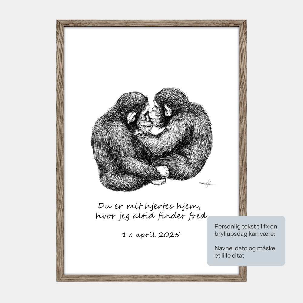 Plakat med chimpanser - Kys mig altid godnat