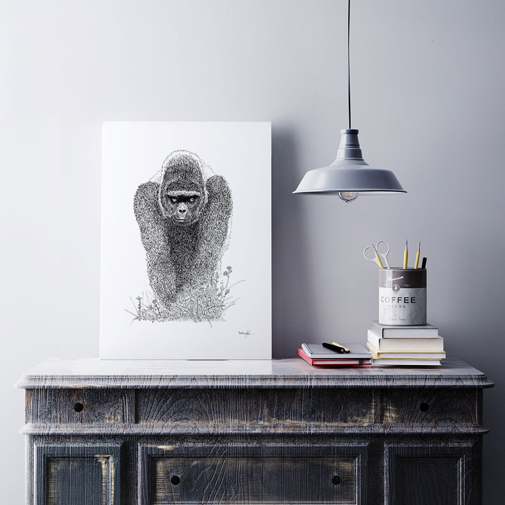 Plakat med gorilla – En fredelig stund