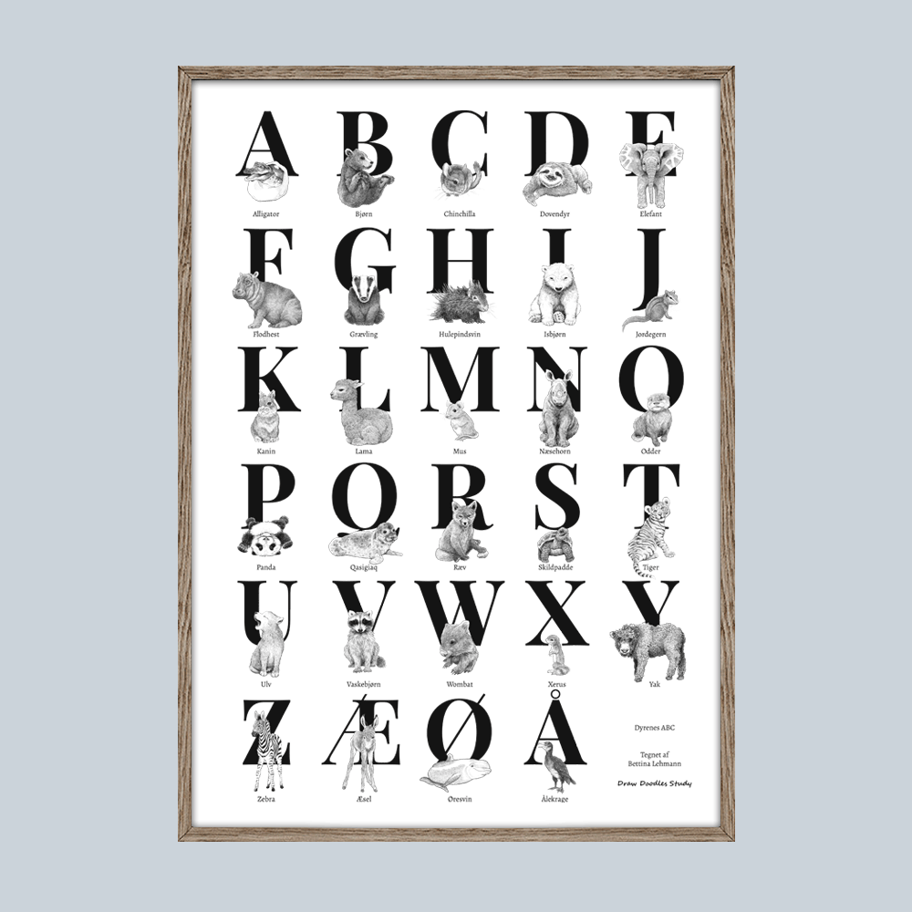 Kunsttryk med alfabet - ABC