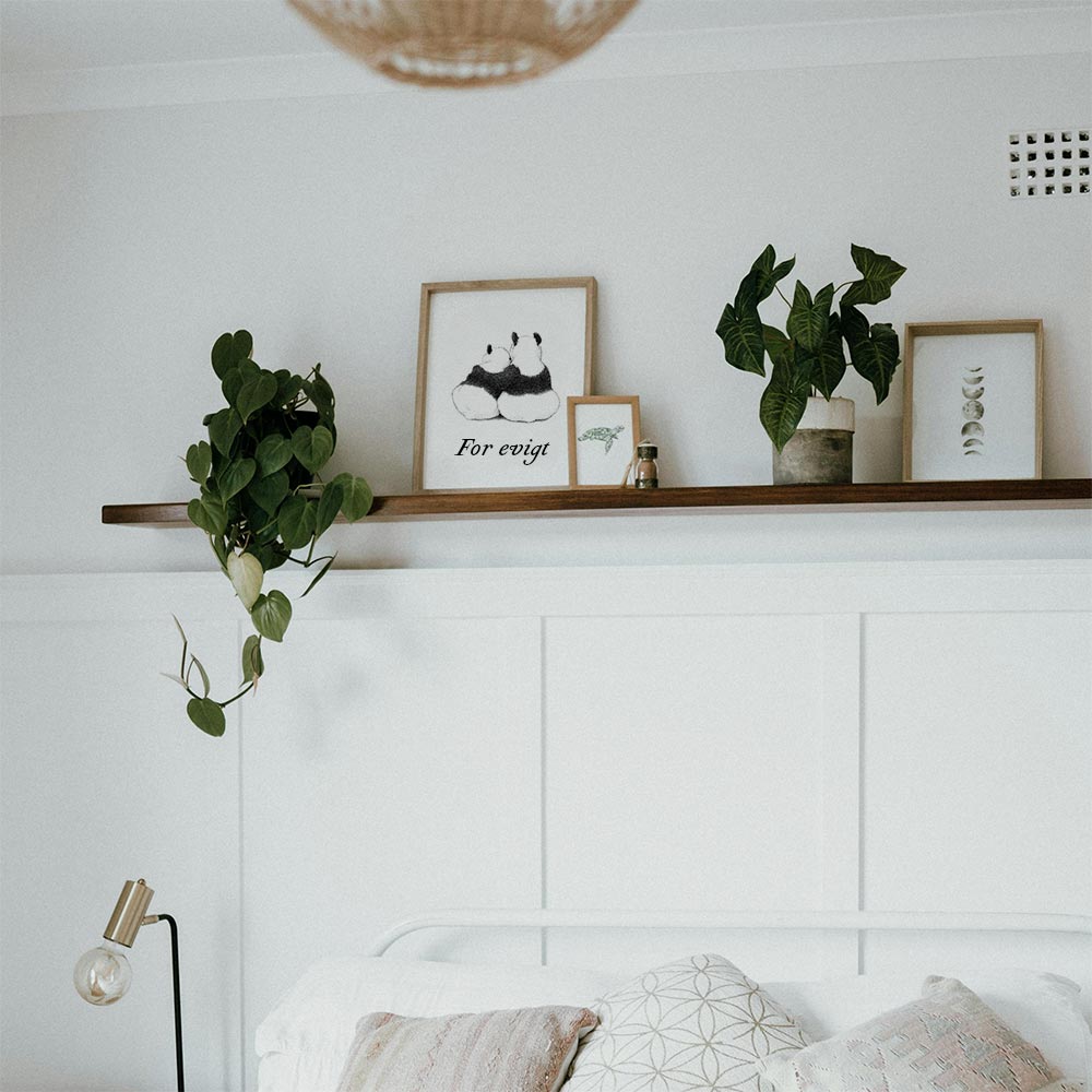 Plakat med pandaer – Lige nu og her