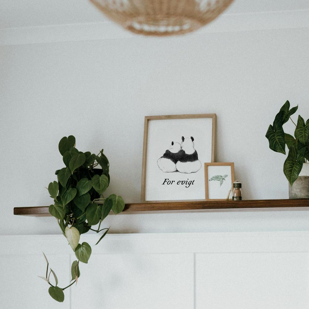 Plakat med pandaer – Lige nu og her