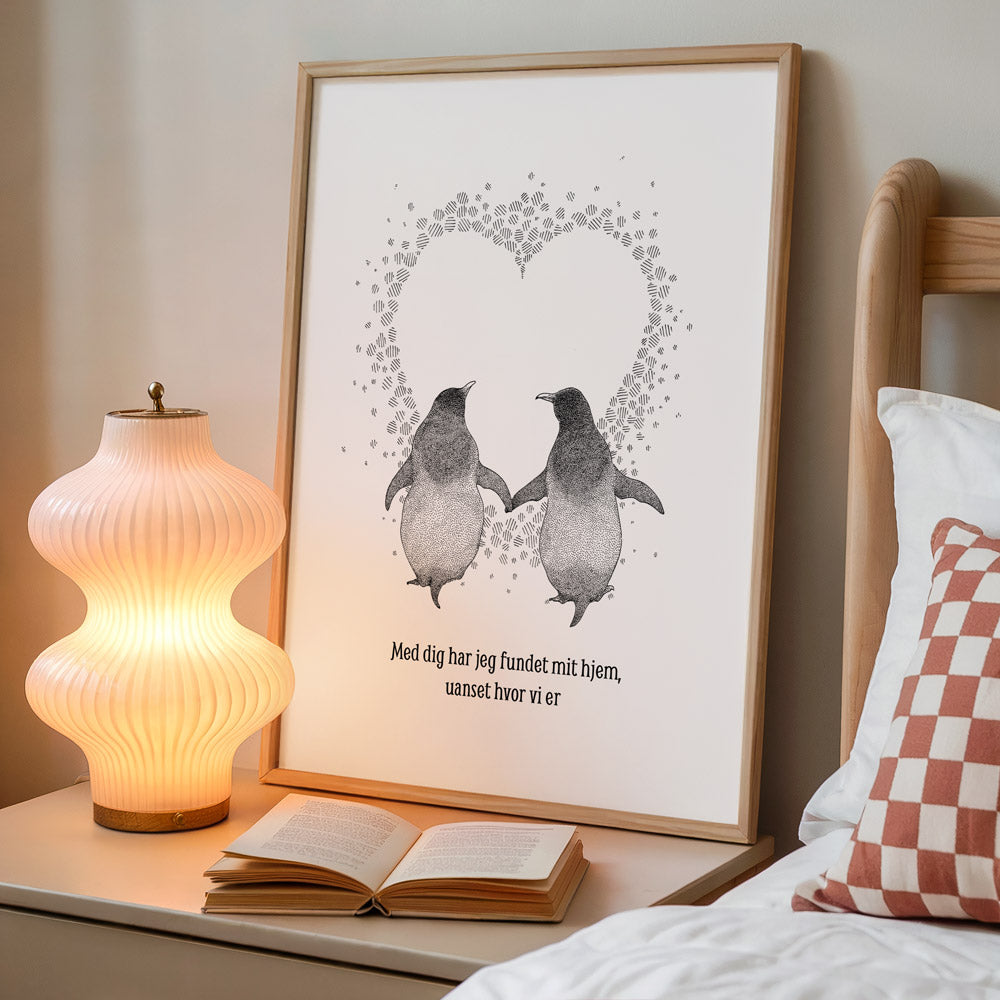 Plakat med pingviner - Dig og mig for altid