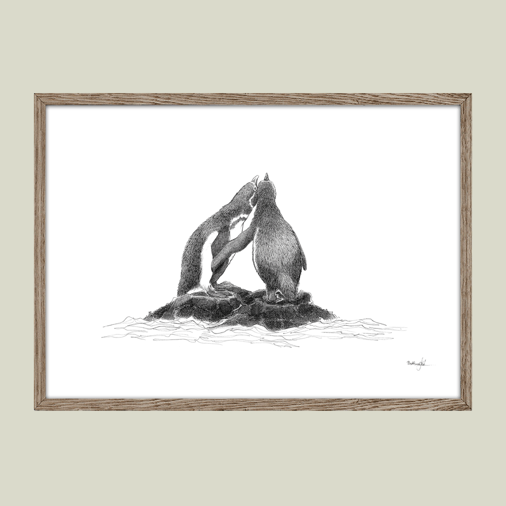 Plakat med pingviner – Kærlighed og samhørighed