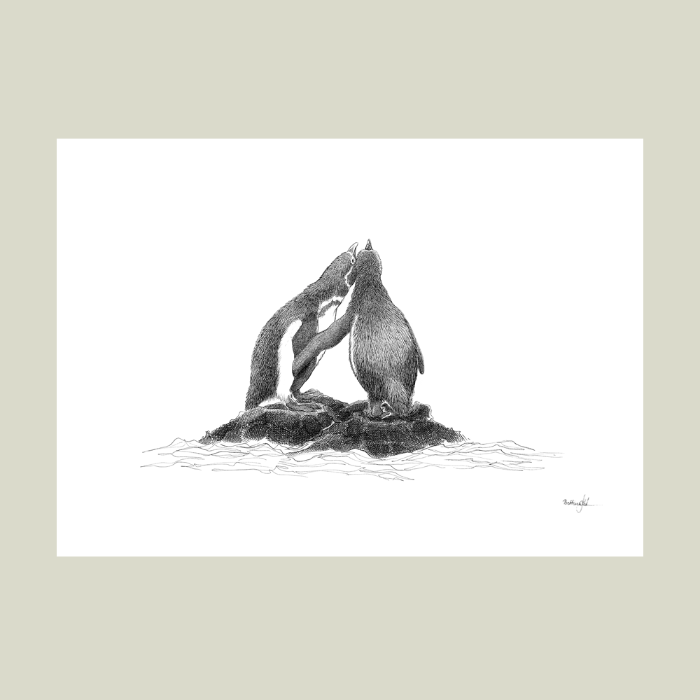 Plakat med pingviner – Kærlighed og samhørighed