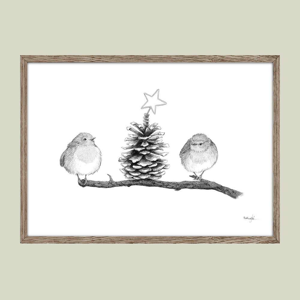 Plakat med rødkælke – Julefred