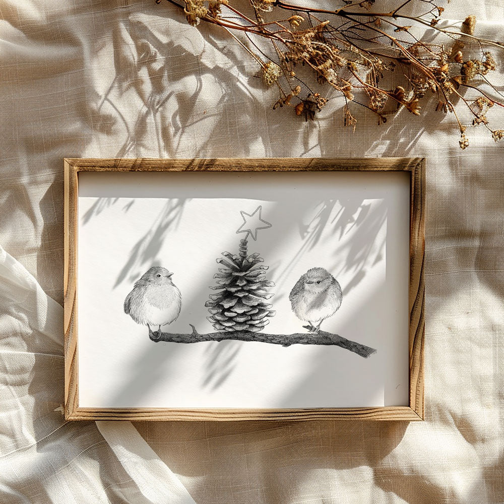 Plakat med rødkælke – Julefred