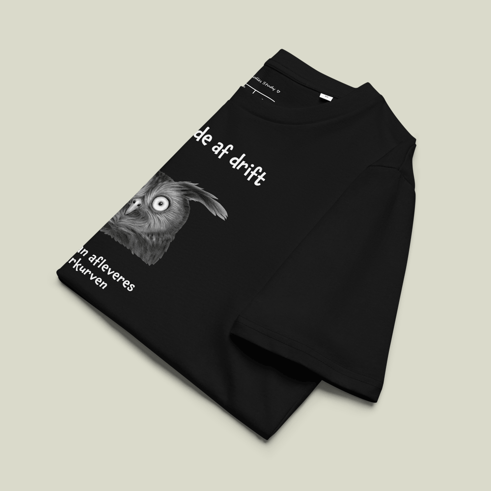 T-shirt med citat og ugle – Hjerne ude af drift