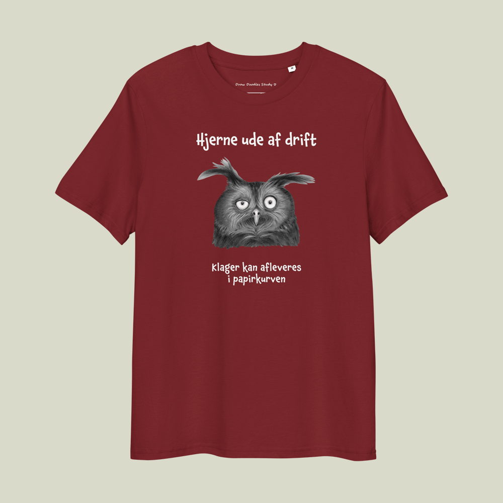 T-shirt med citat og ugle – Hjerne ude af drift