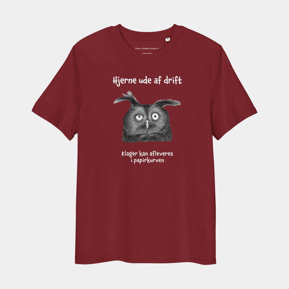 T-shirt med citat og ugle – Hjerne ude af drift