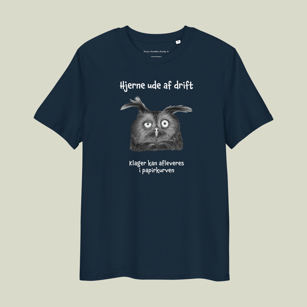 T-shirt med citat og ugle – Hjerne ude af drift