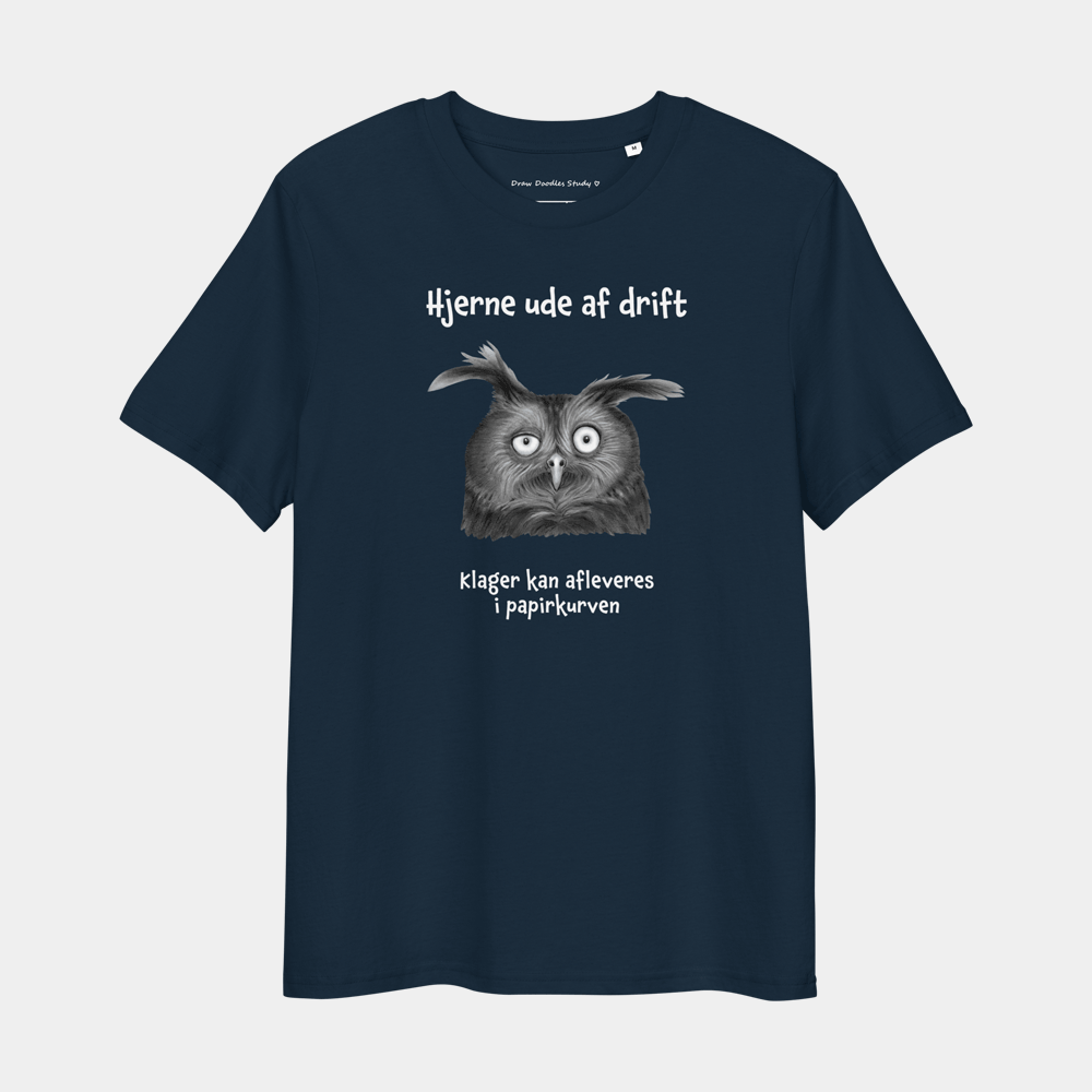 T-shirt med citat og ugle – Hjerne ude af drift