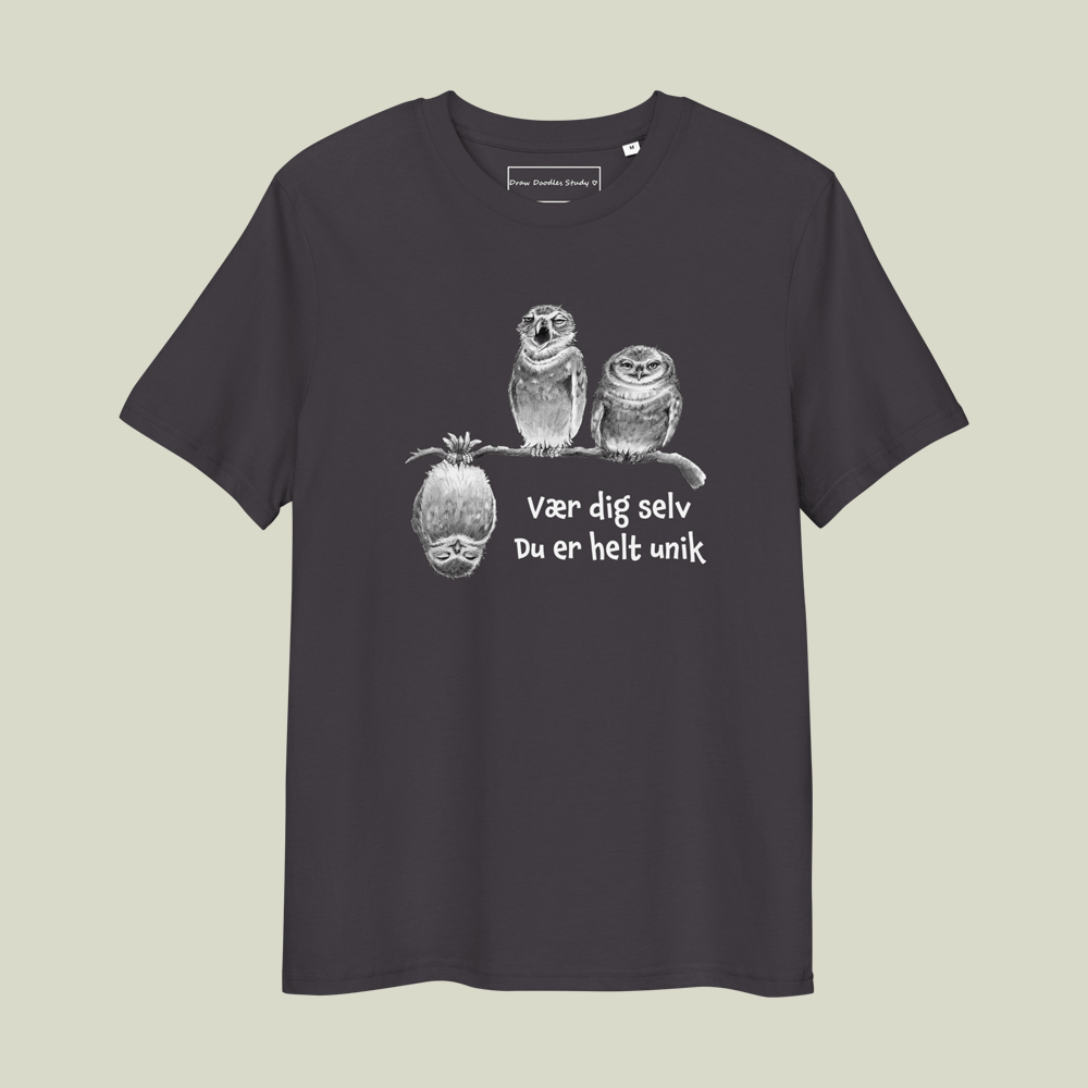 T-shirt med citat og ugler – Du er helt unik