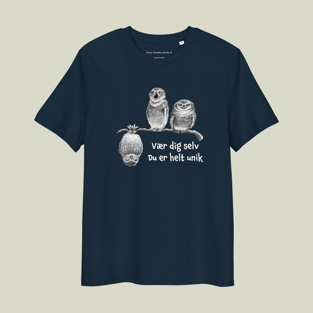 T-shirt med citat og ugler – Du er helt unik