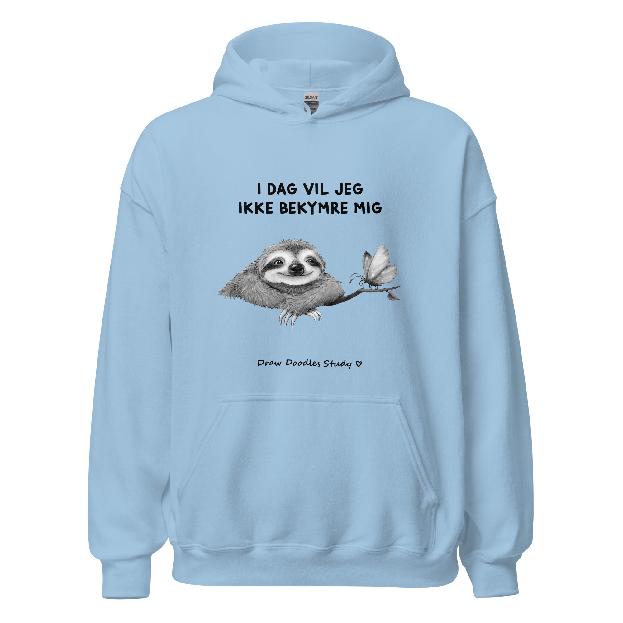 "Ingen bekymringer" - Unisex Hoodie (Op til 5XL) LYS