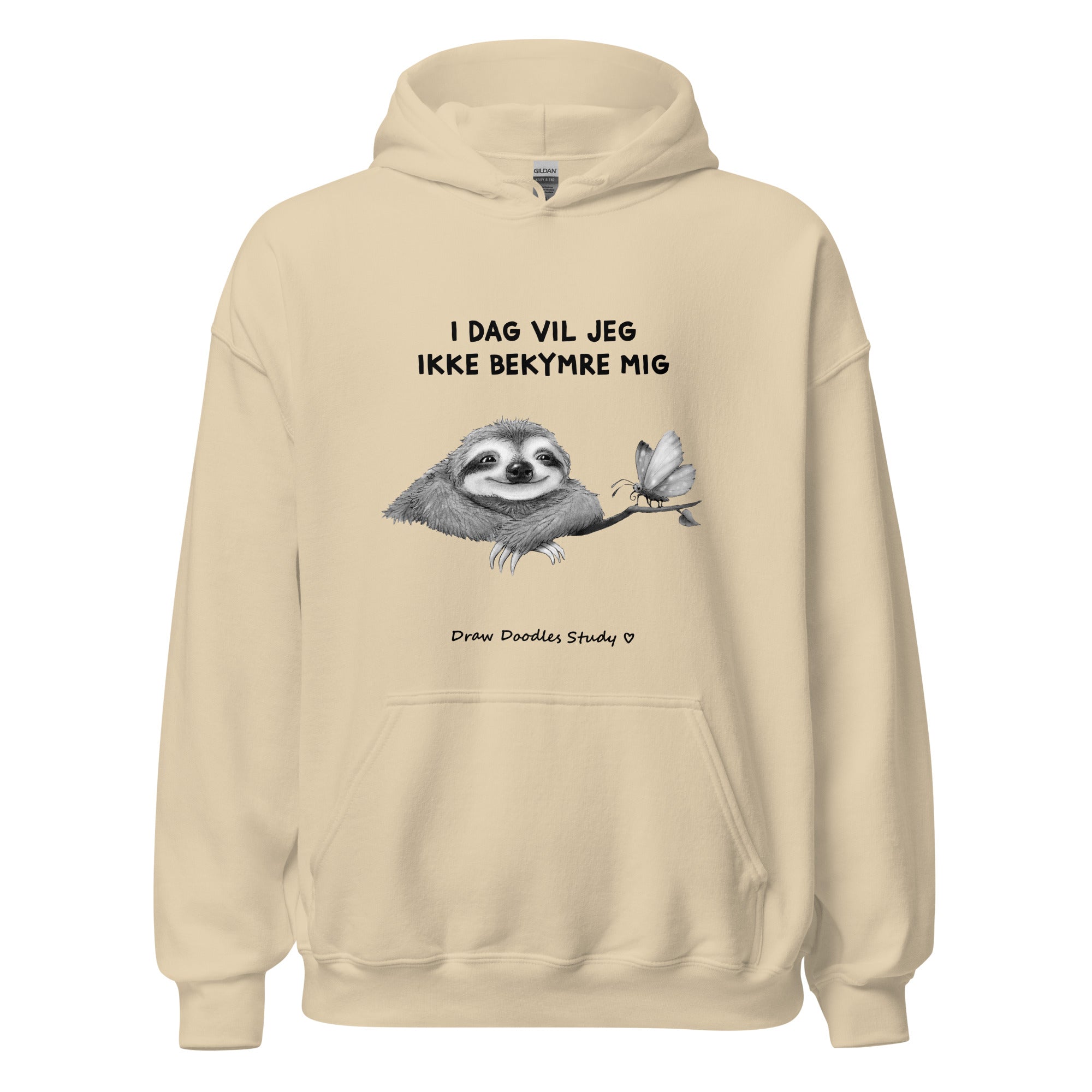 "Ingen bekymringer" - Unisex Hoodie (Op til 5XL) LYS