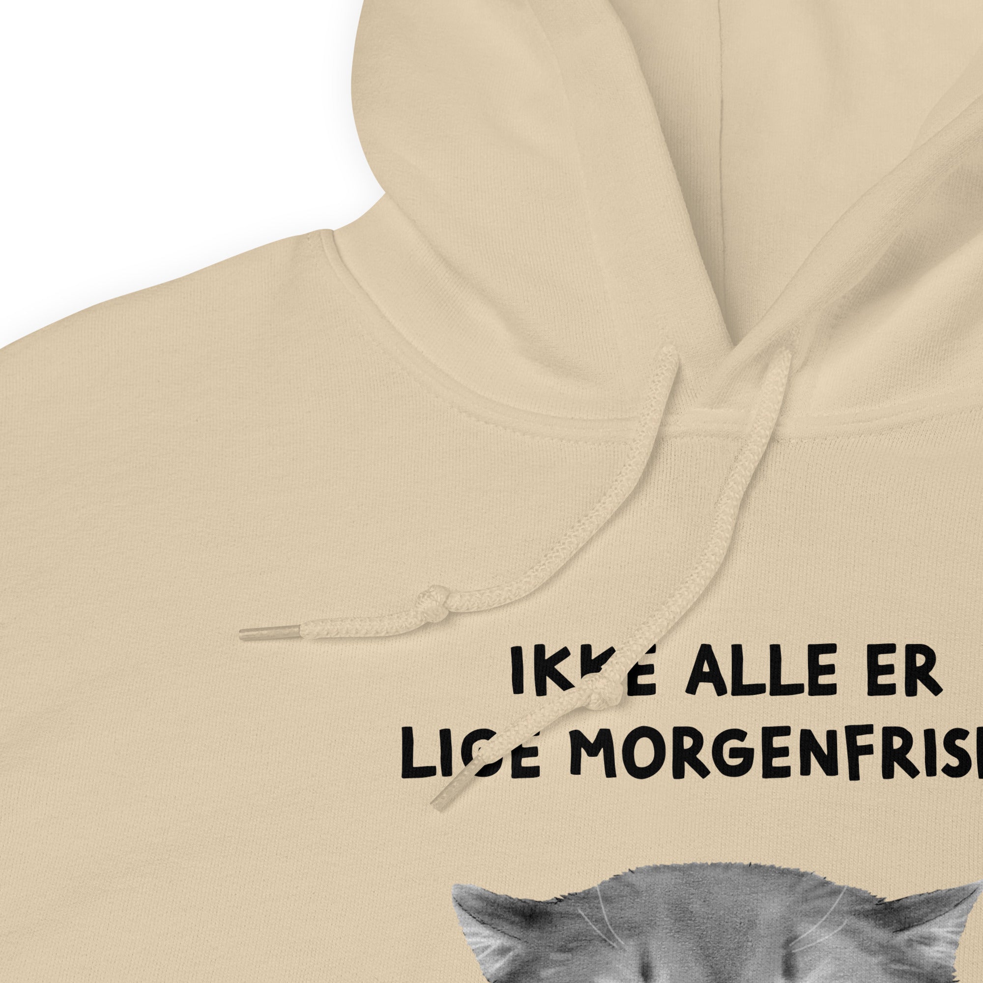 Hoodie "Morgenfrisk" - Sort tekst