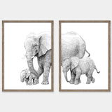 Elefantmor og unger. Plakat fra Draw Doodles Study