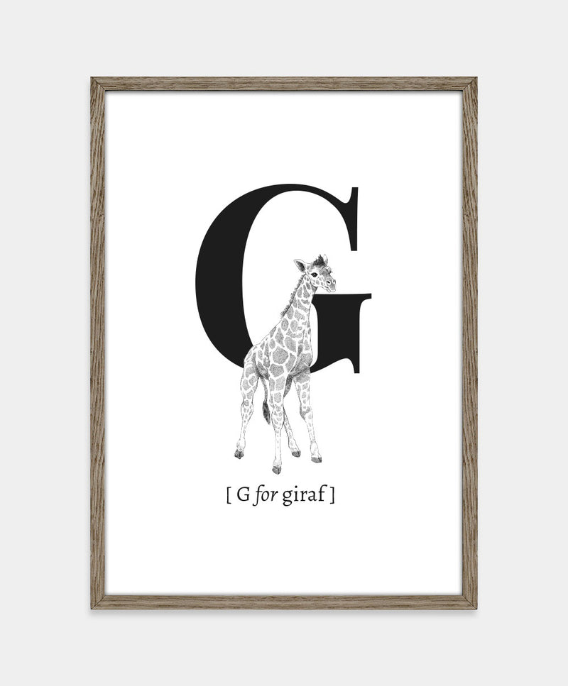 Bogstavplakat - G for giraf