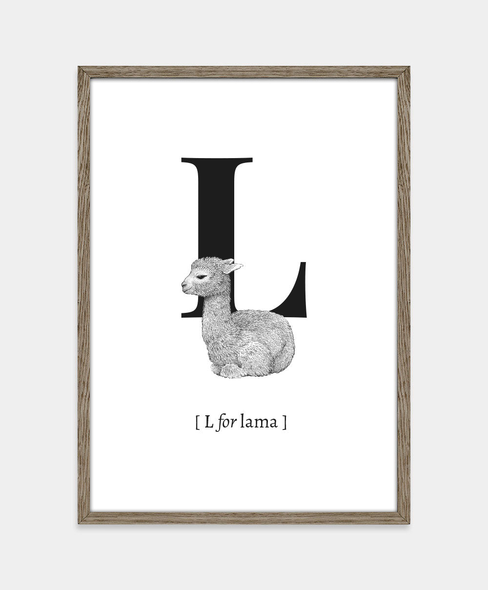 Bogstavplakat - L for lama