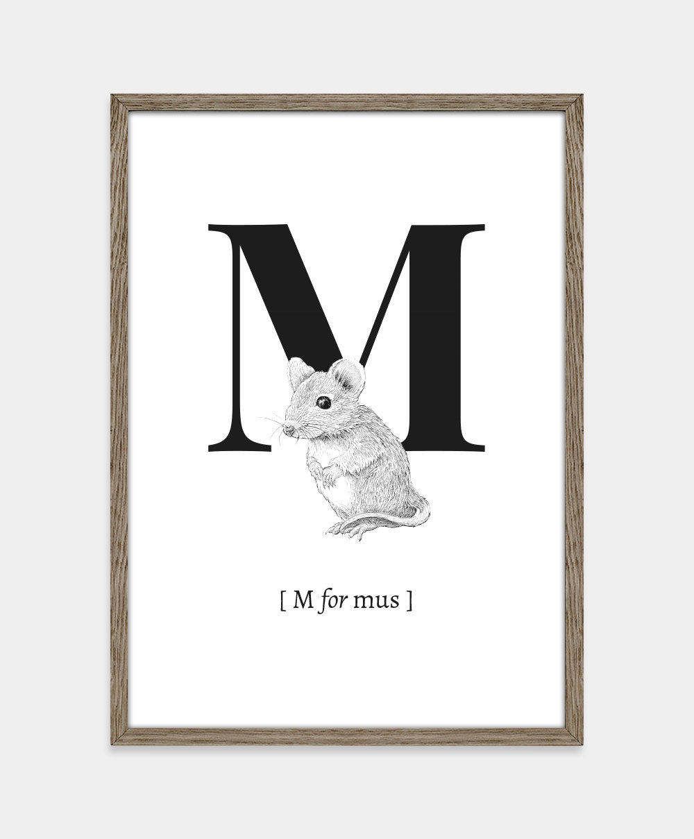 Bogstavplakat - M for mus