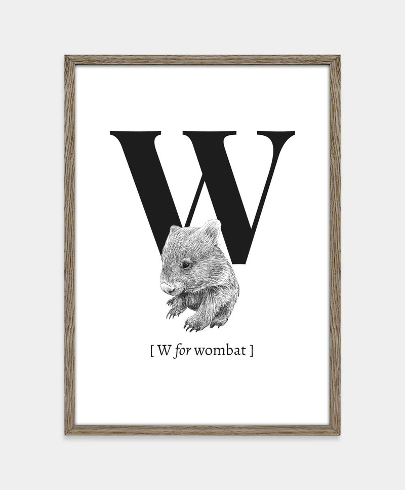 Bogstavplakat - W for wombat