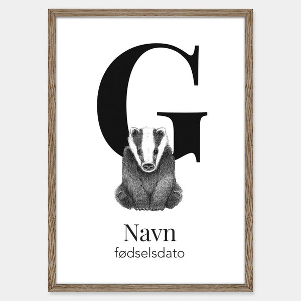Navneplakat med grævling